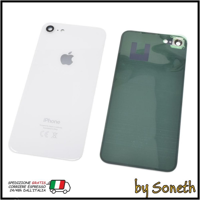Vetro Posteriore iPhone 8 Copribatteria Bianco Completo Di Biadesivo